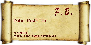 Pohr Beáta névjegykártya